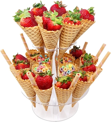 Durable/Available Customized 24 Holes Round Counter Top Ice Cream Display Double Layer Cone Display Rack Clear Acrylic Display Racks
