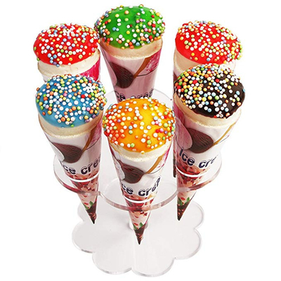 Clear Acrylic Plexiglass Ice Cream Rack Stand 6 Holes Ice Cream Cone Display Stand Holder